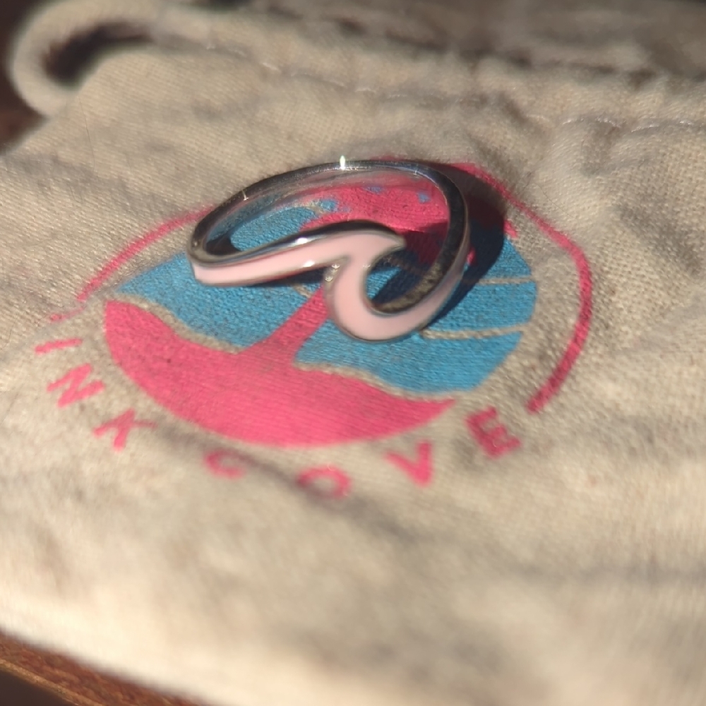 Silver and Pink Wave Ring